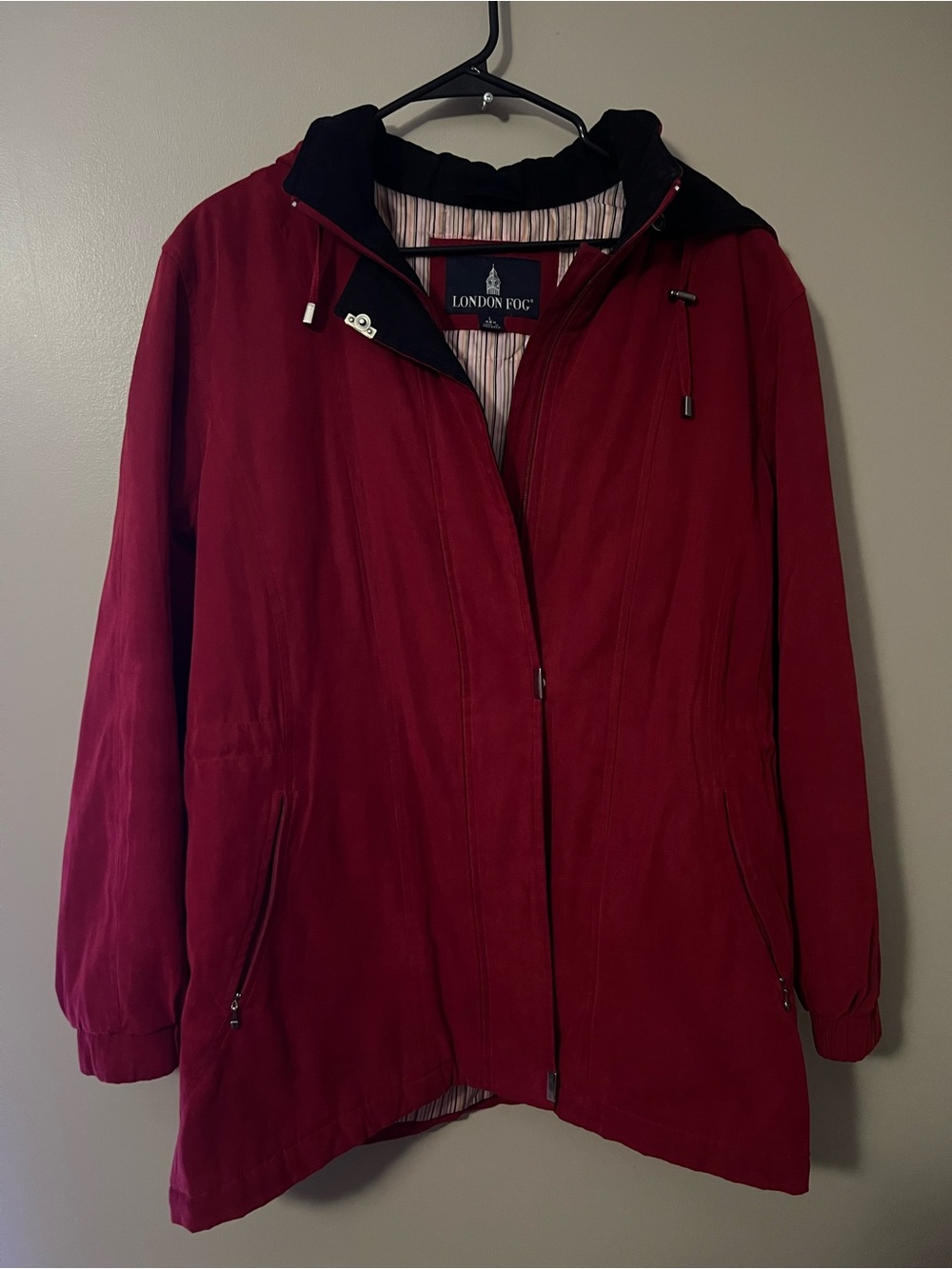 London Fog Women's Burgundy Hooded Utility Jacket